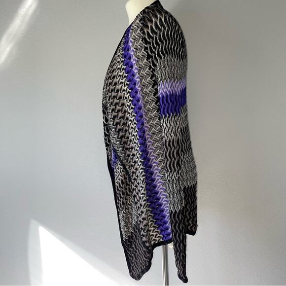 Chico’s Multicolor Cardigan 1 Long Sleeve Loose Knit Open Front Asymmetrical - Picture 2 of 5